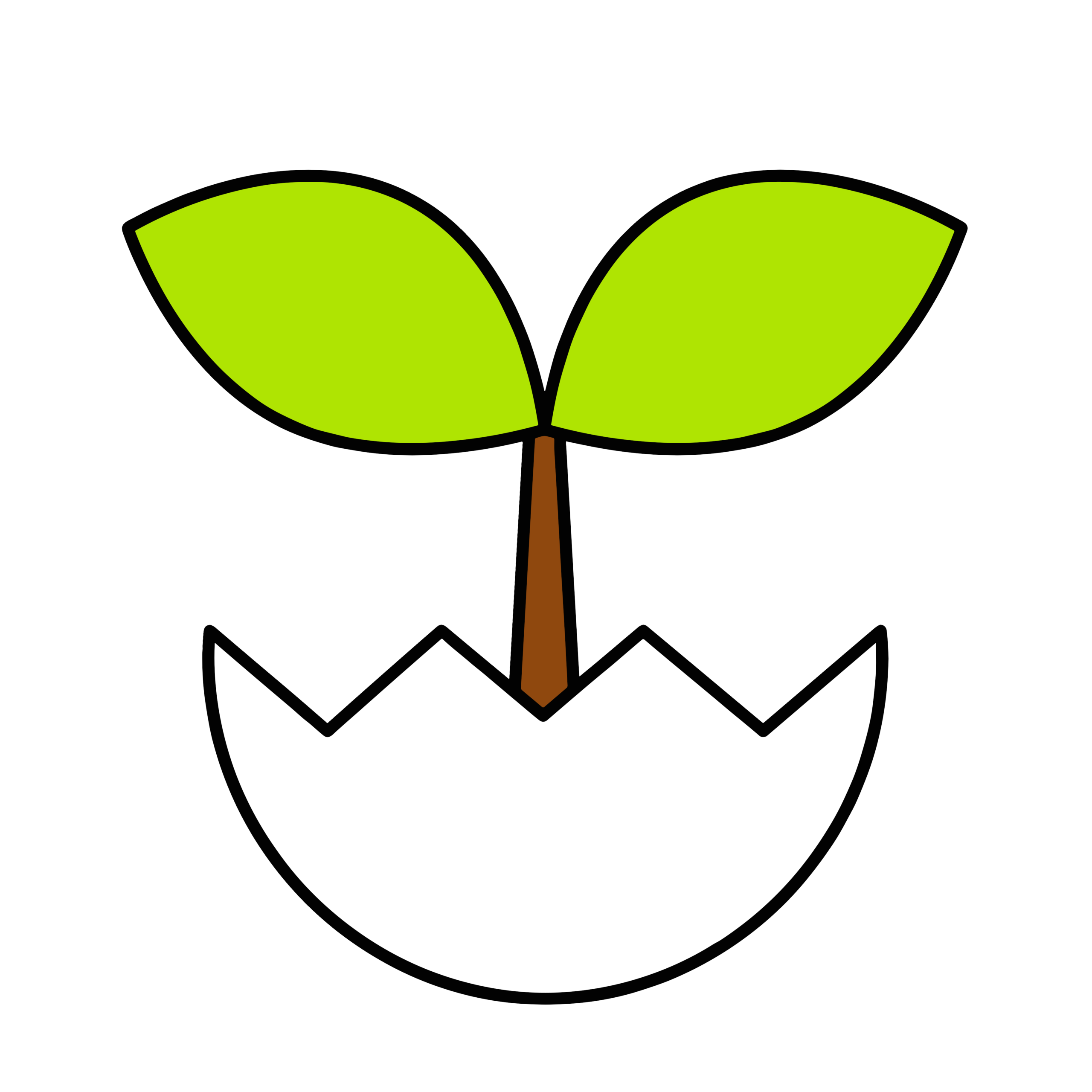 割れた卵の殻から双葉の芽が出ているシンプルでかわいいイラスト