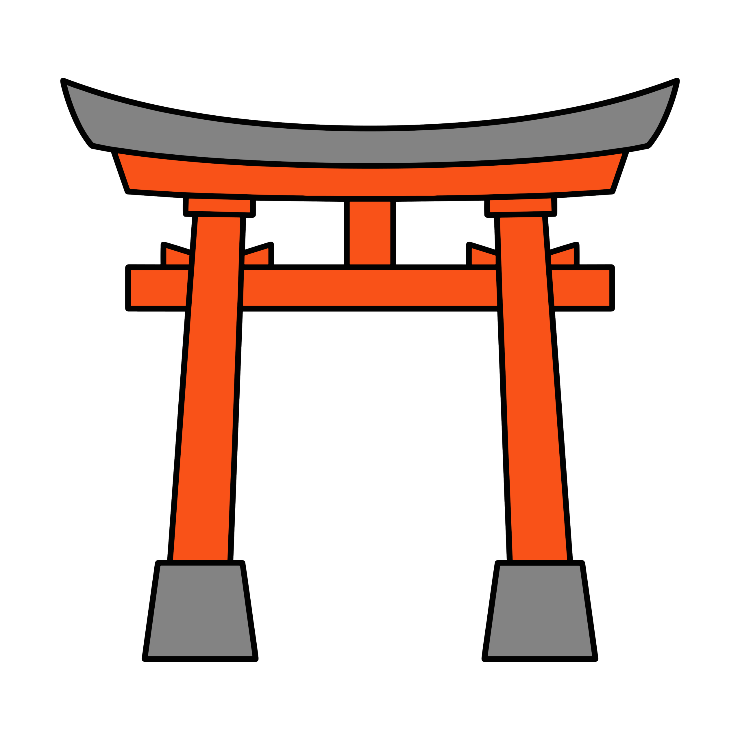 神社の入口に立つ赤い鳥居のイラスト。参拝や初詣に使いやすい背景透過PNG素材