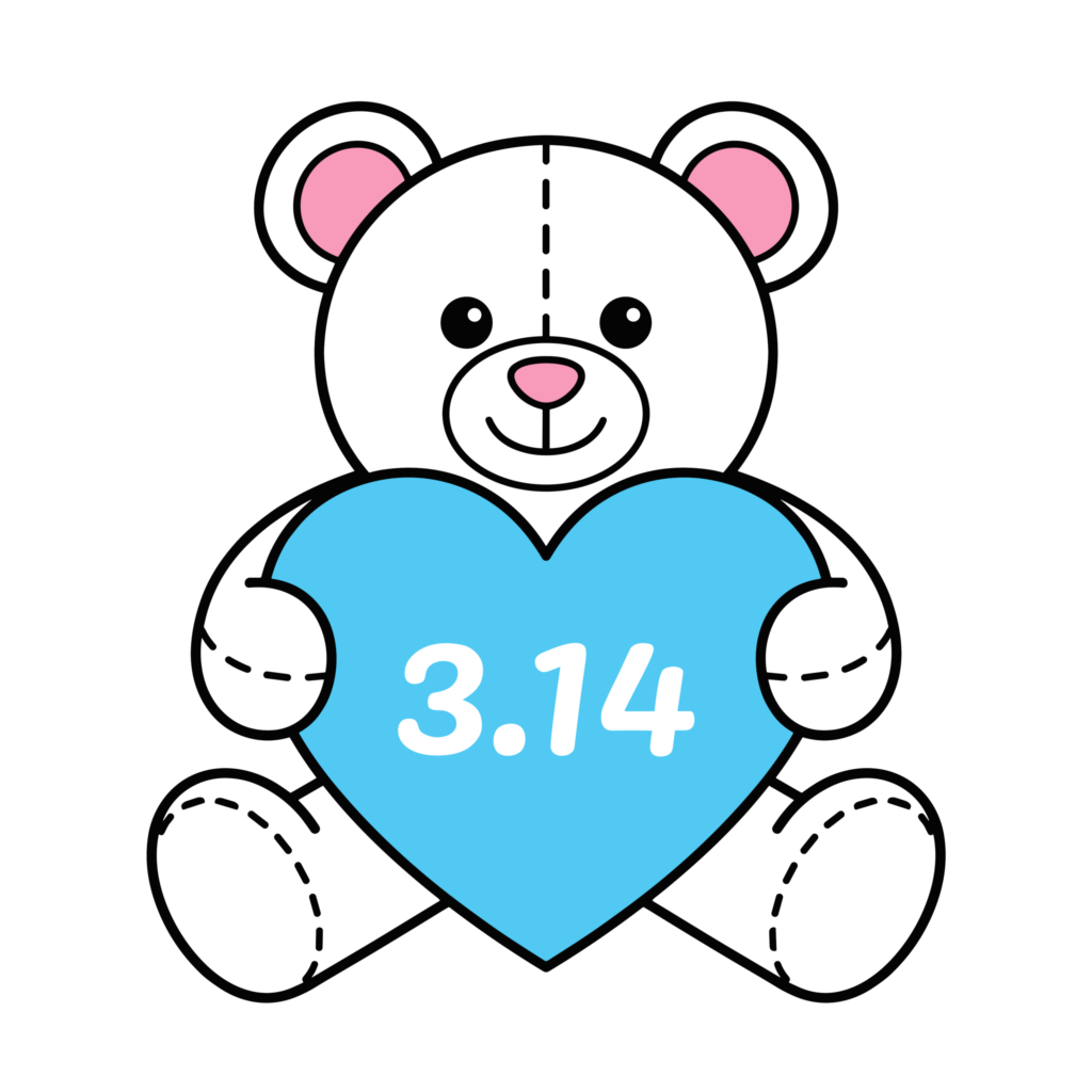 ハートを抱えたかわいい白いくまのイラスト。3.14入りでホワイトデー向け