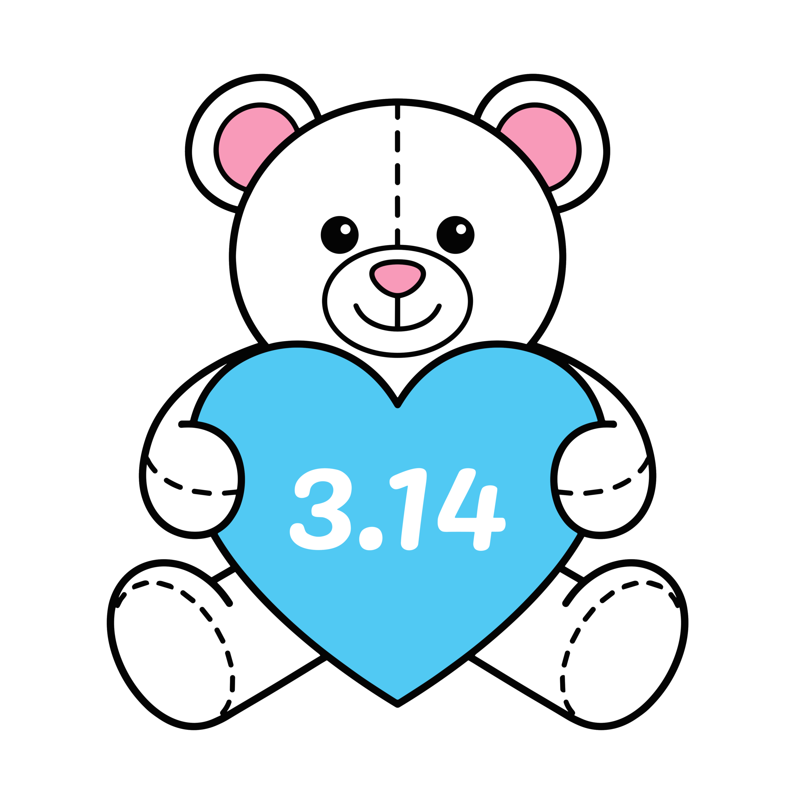 3.14のハートを抱えたホワイトデー向けのかわいいくまのイラスト