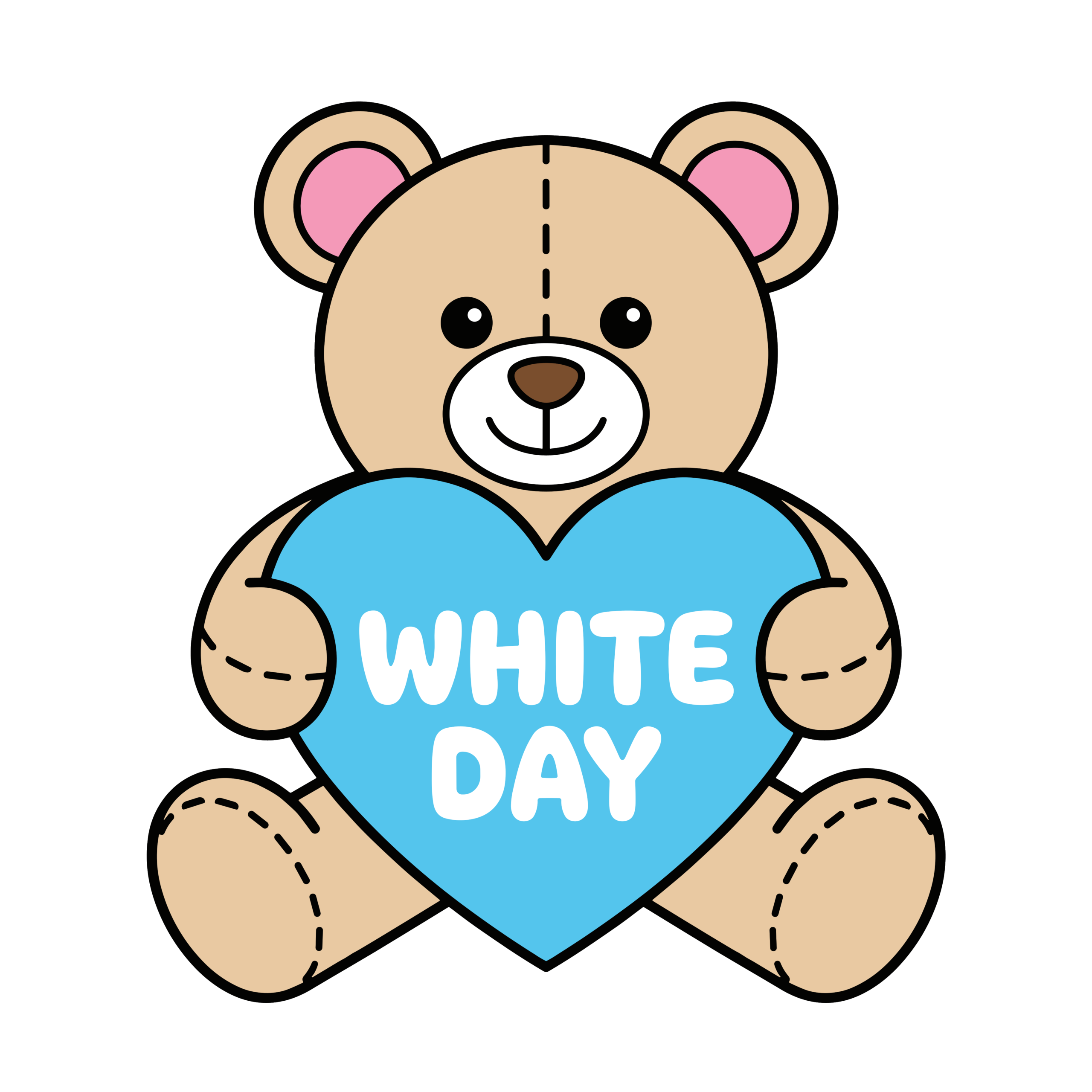 WHITE DAYと書かれたハートを抱えたホワイトデー向けのかわいいくまのイラスト