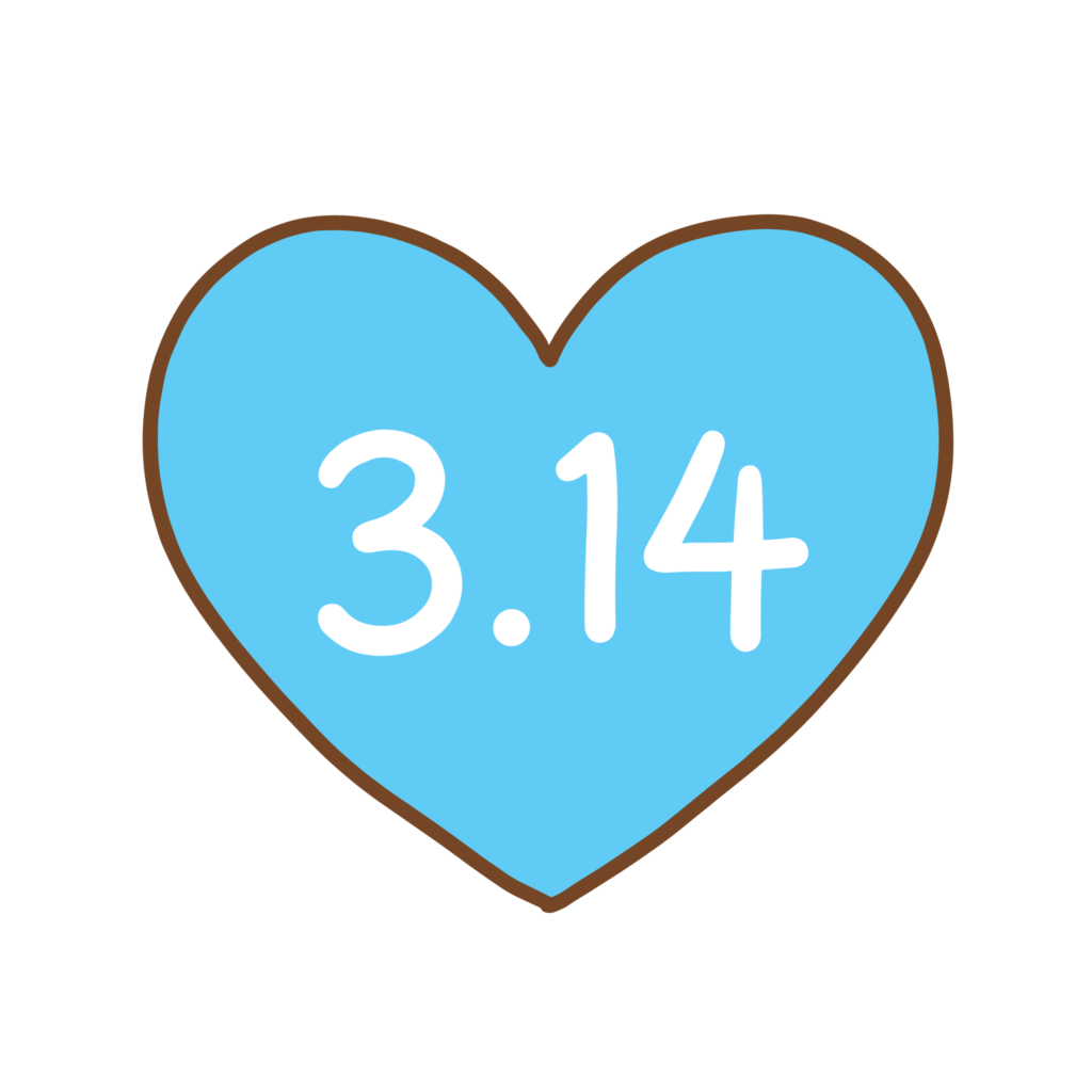 3.14の数字が入った青いハートのかわいいイラスト。ホワイトデー向け素材