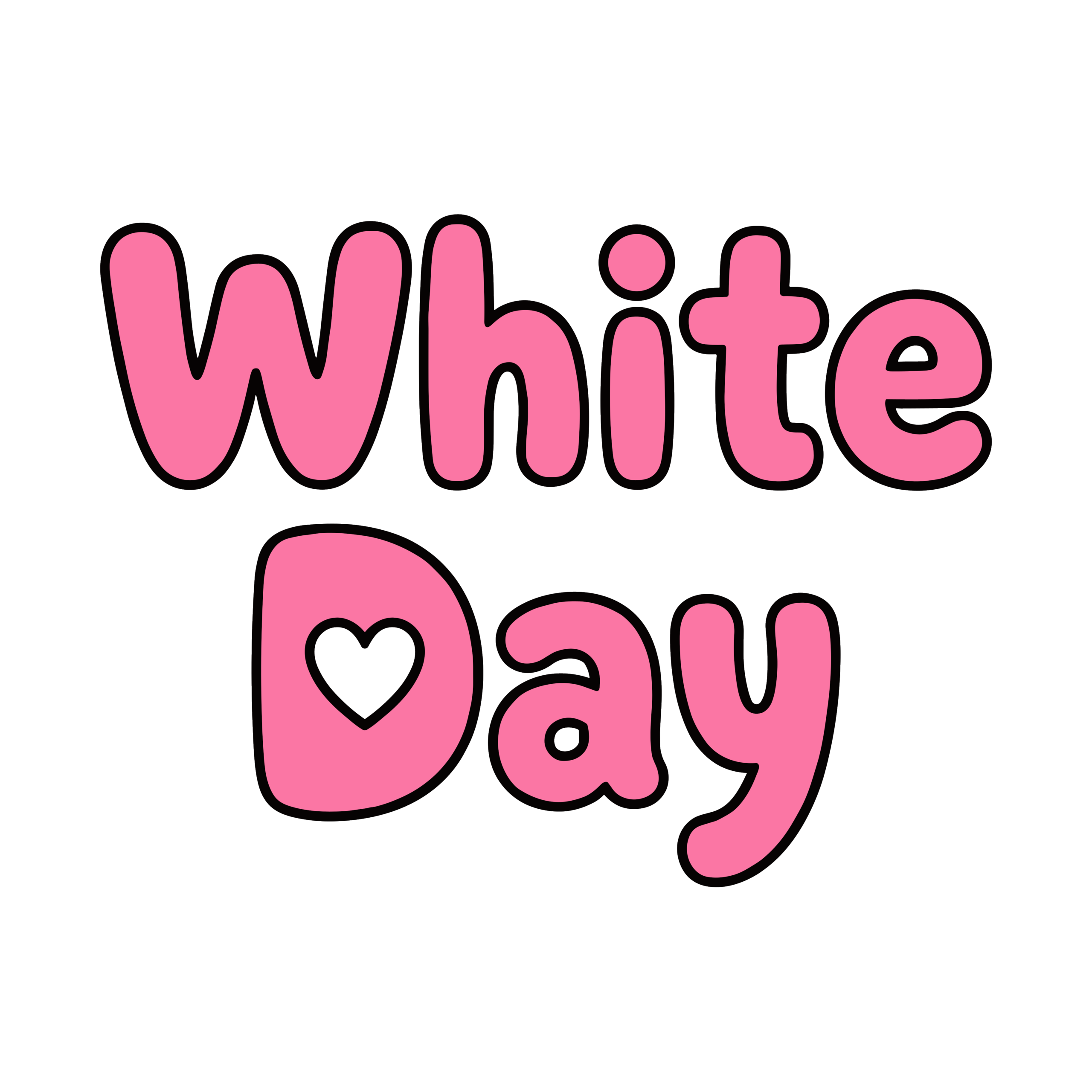 ハート入りのWhite Day文字をピンク色で表現したかわいいイラスト