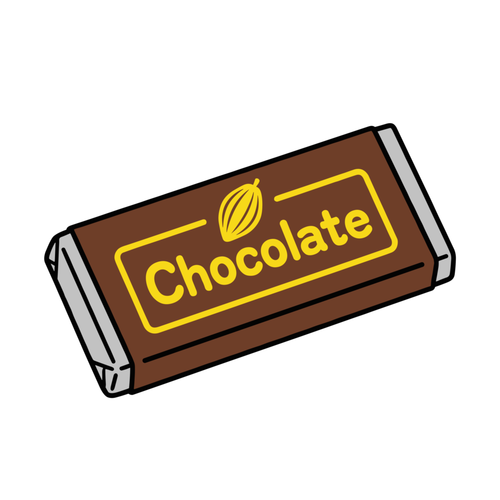 バレンタインに使いやすい、包装されたチョコレートバーのかわいいイラスト素材です。