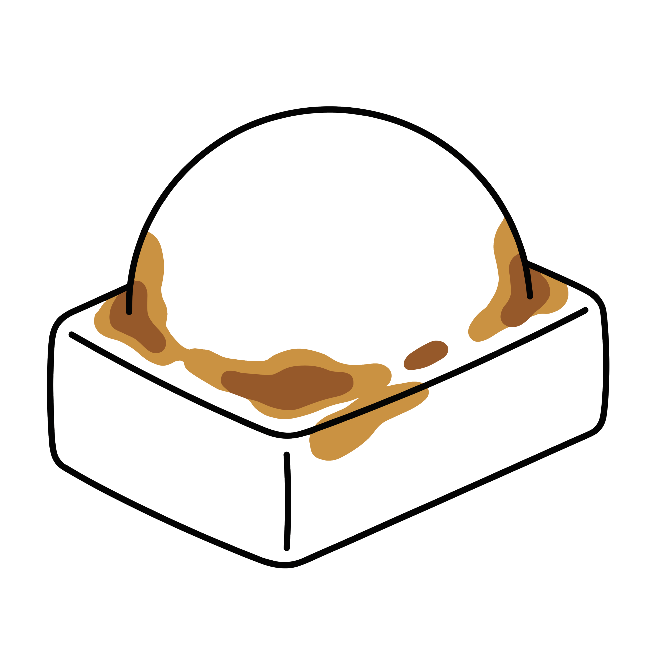 焼いて膨らんだ餅のイラスト。正月や和食シーンに使いやすい背景透過PNG素材