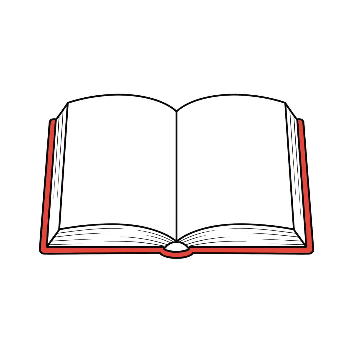 見開きになったかわいい本のイラスト。シンプルで簡単に使える背景透過PNG素材