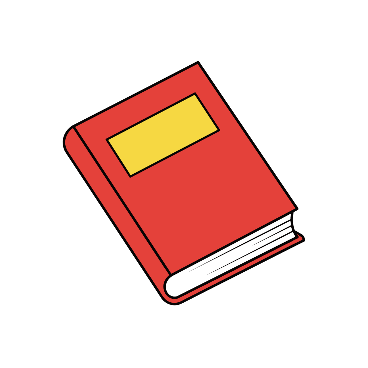 赤い表紙のかわいい本のイラスト。シンプルで簡単に使える背景透過PNG素材