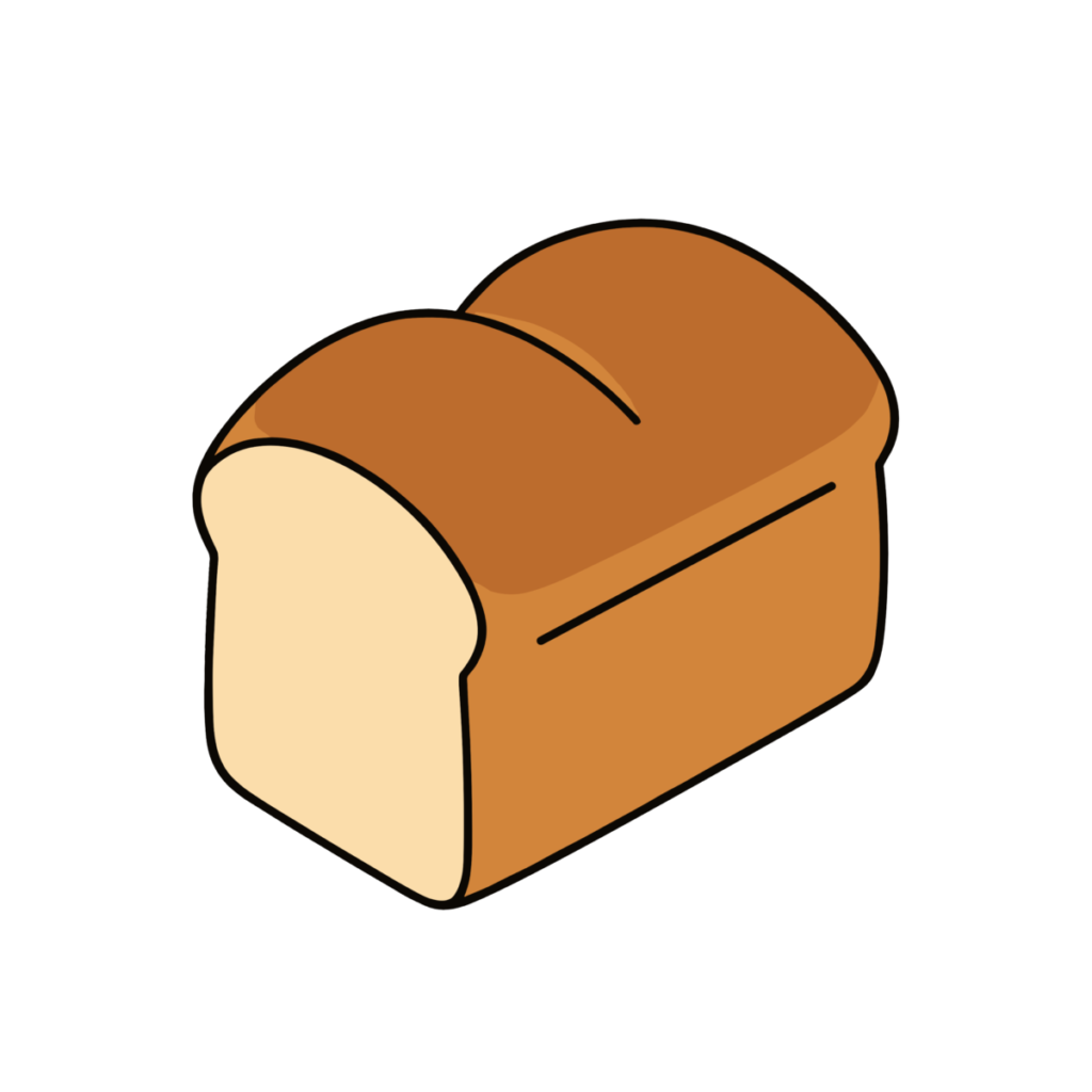 かわいい食パンのイラスト。シンプルで簡単に使えるゆるいパンのフリー素材