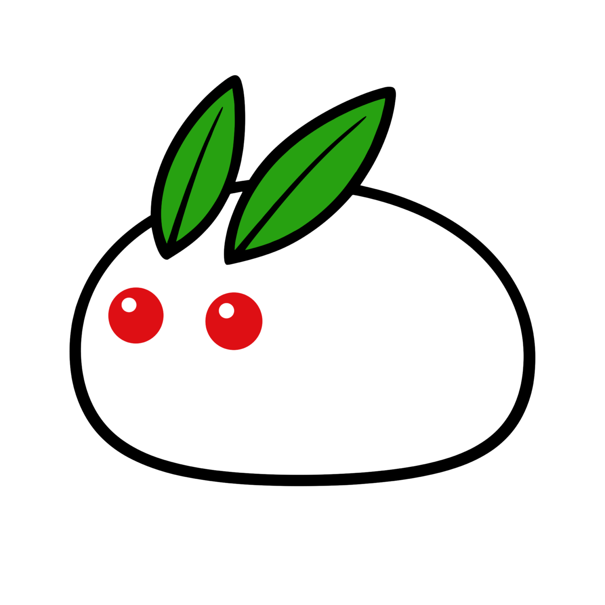 葉っぱの耳と赤い実が付いたかわいい雪うさぎのイラスト。二月の冬イメージに簡単に使えるフリー素材