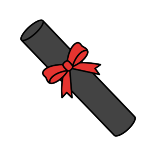 リボン付きの卒業証書筒のかわいいイラスト。卒業や修了に簡単に使えるフリー素材