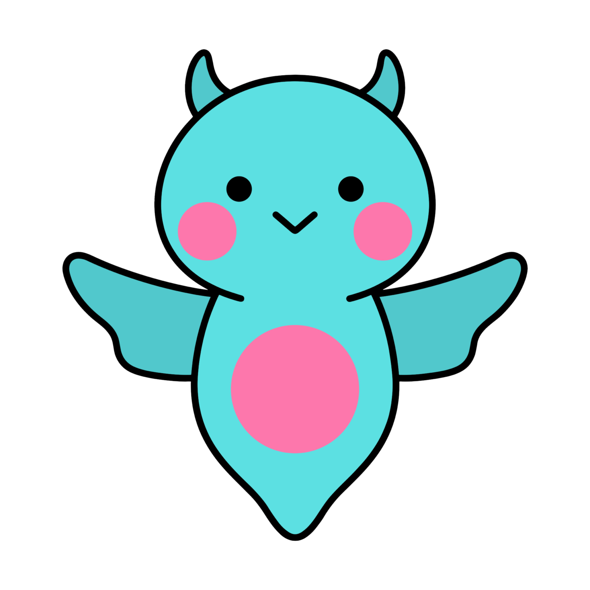 手を広げたかわいい青いモンスターキャラクターのイラスト。子ども向け素材やハロウィンデザインに簡単に使える背景透過PNGです。