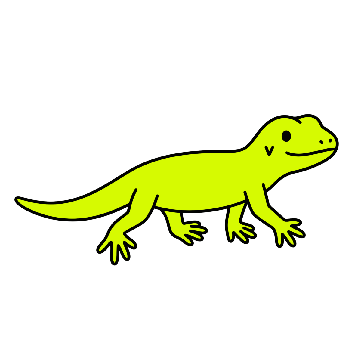 シンプルな緑色のかわいいトカゲの動物イラスト