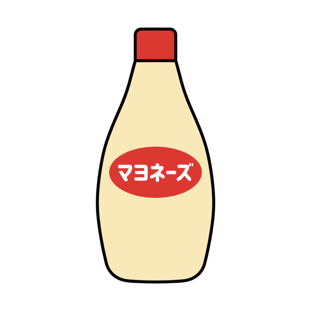 マヨネーズのボトルを描いたかわいいシンプルで簡単な調味料イラスト