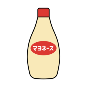 マヨネーズのボトルを描いたかわいいシンプルで簡単な調味料イラスト