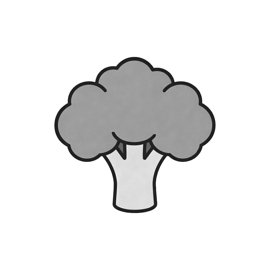 ブロッコリーのイラスト（モノクロ）