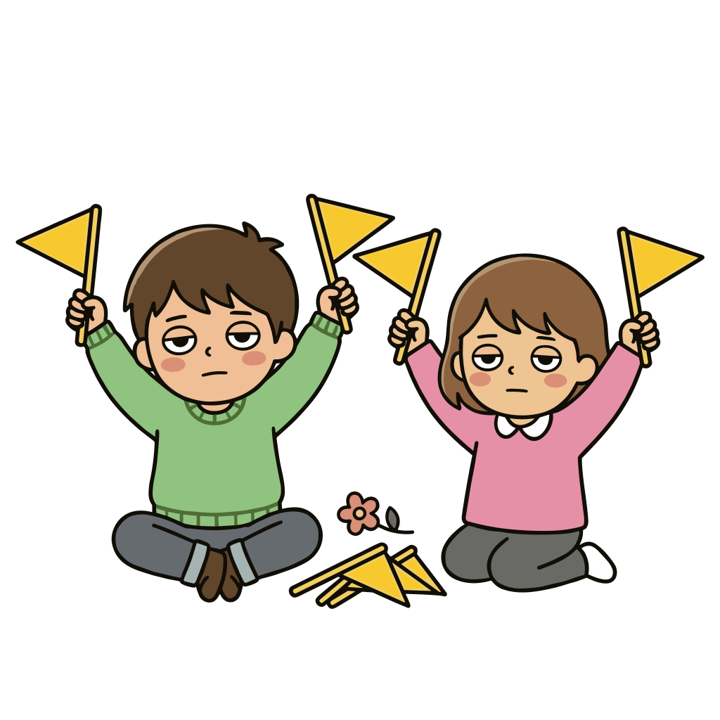 横断旗を持つ園児のイラスト