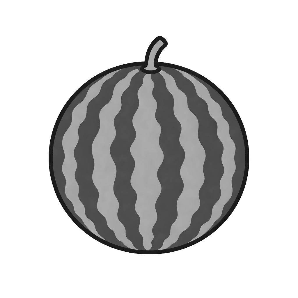 すいかのイラスト（モノクロ）