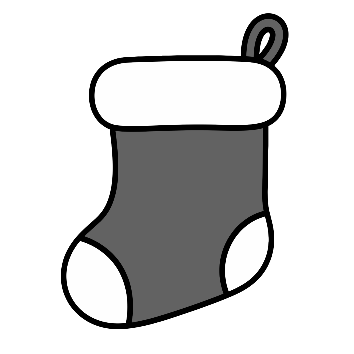 クリスマスの靴下のイラスト(モノクロ)