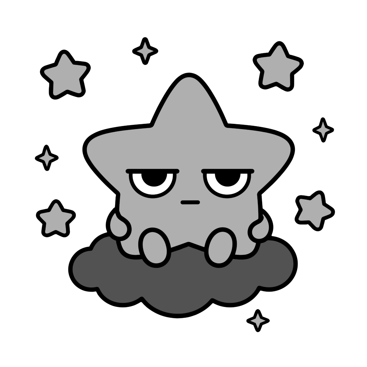 星のかわいいイラスト（モノクロ）