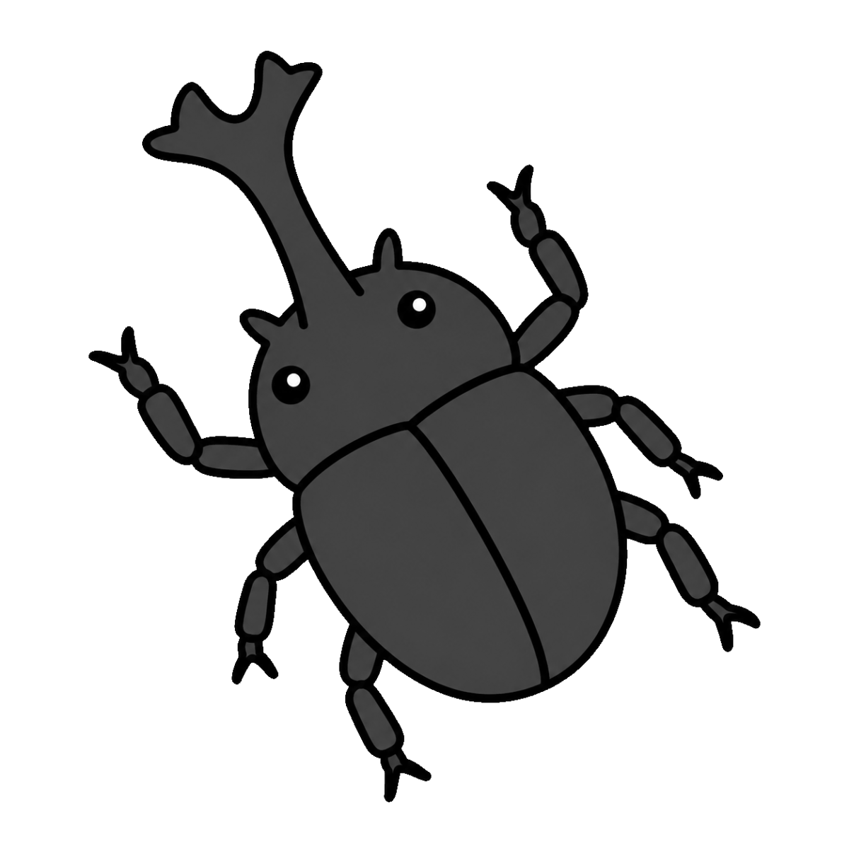 カブトムシのかわいいシンプルイラスト（モノクロ）