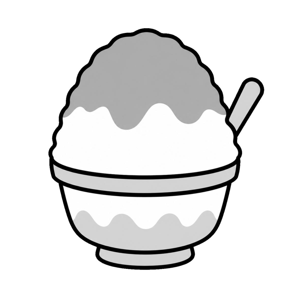 かき氷のかわいいイラスト(モノクロ)