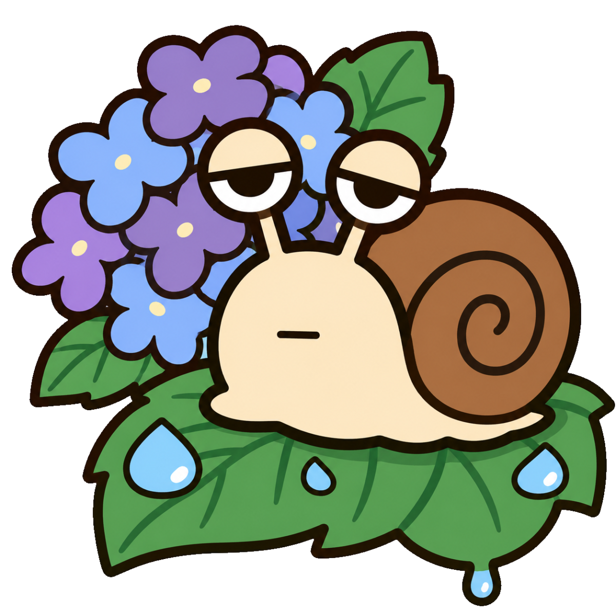 かたつむりのかわいいシンプルイラスト（カラー）