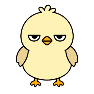 正面を向いたかわいいことりのイラスト（カラー）