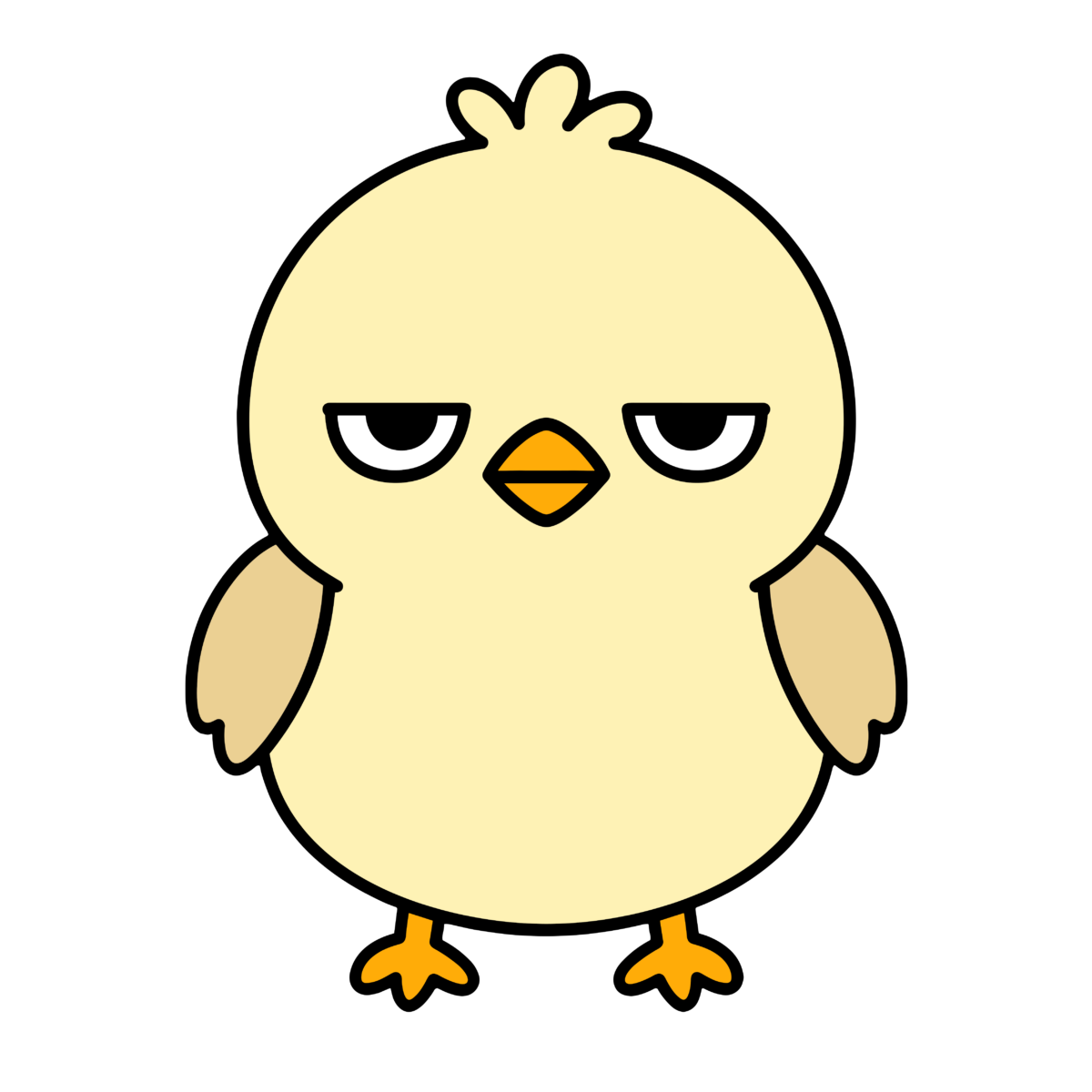 正面を向いたかわいいことりのイラスト（カラー）