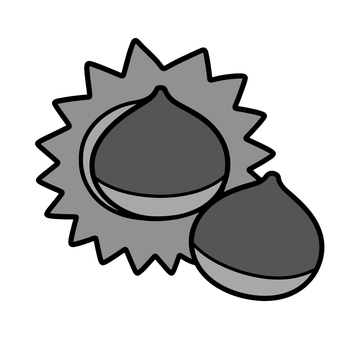 栗のイラスト（モノクロ）