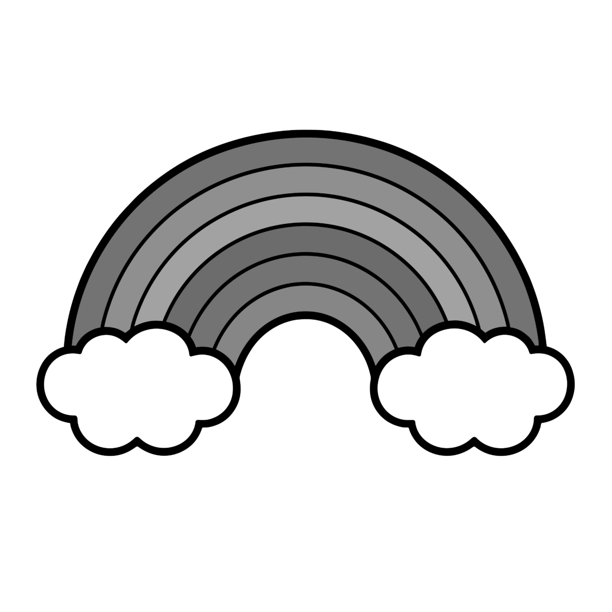 虹のイラスト（モノクロ）