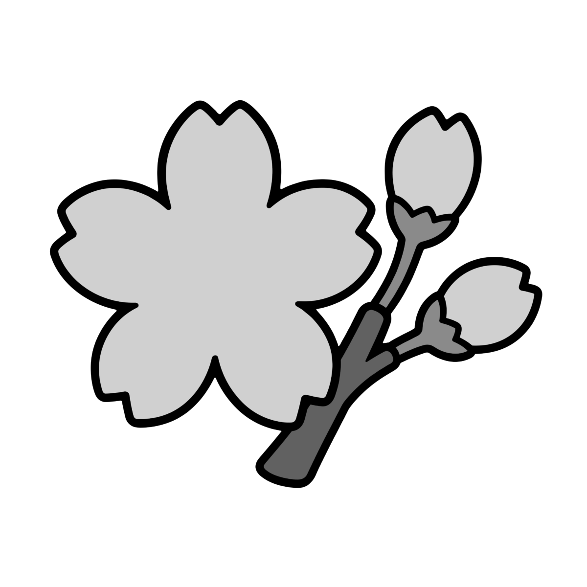 さくらの花のイラスト(モノクロ)