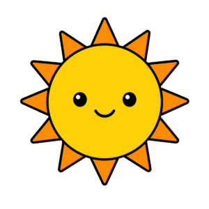 太陽のかわいいシンプルイラスト（カラー）