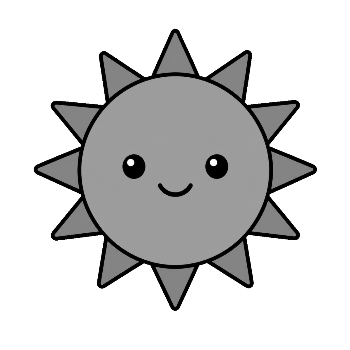 太陽のかわいいシンプルイラスト（モノクロ）