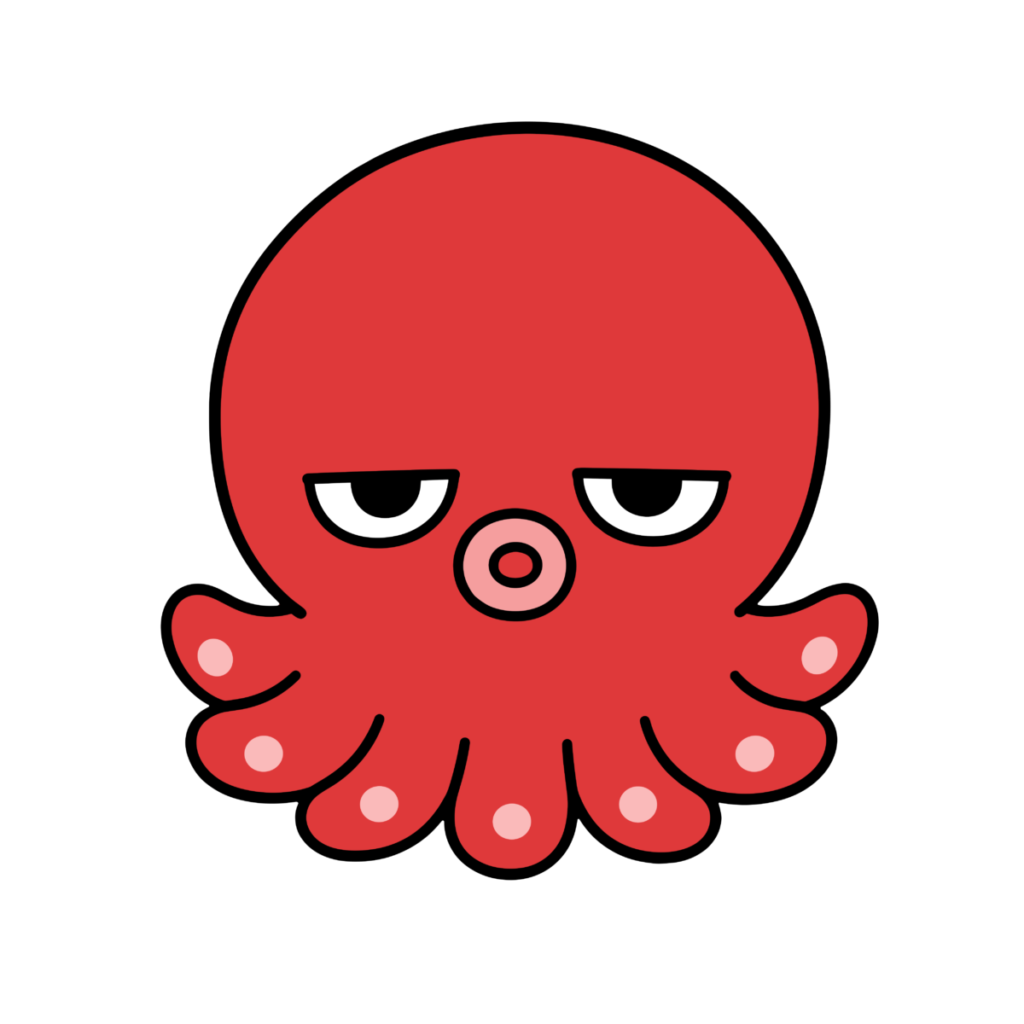 タコのかわいいイラスト(カラー)