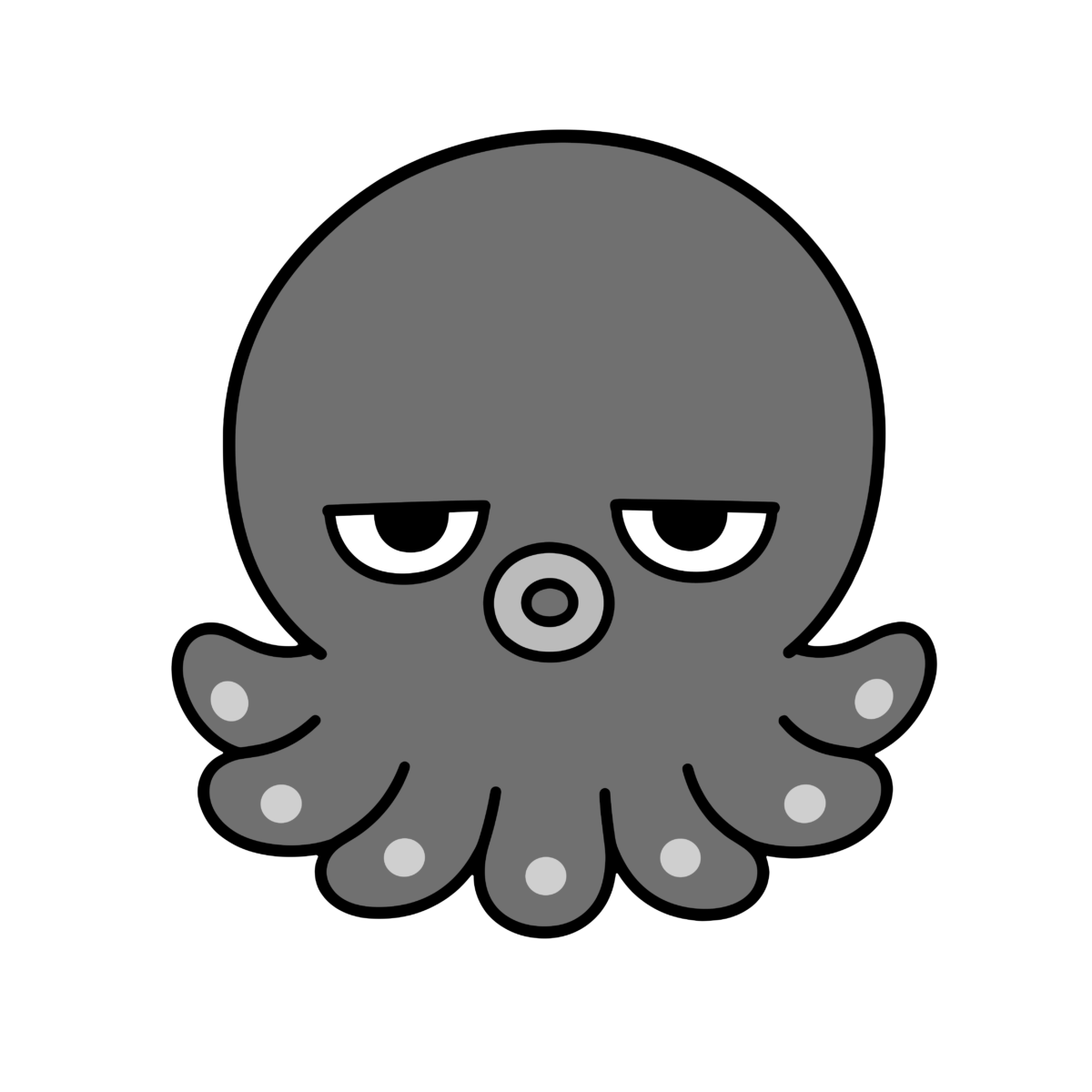タコのかわいいイラスト(モノクロ)