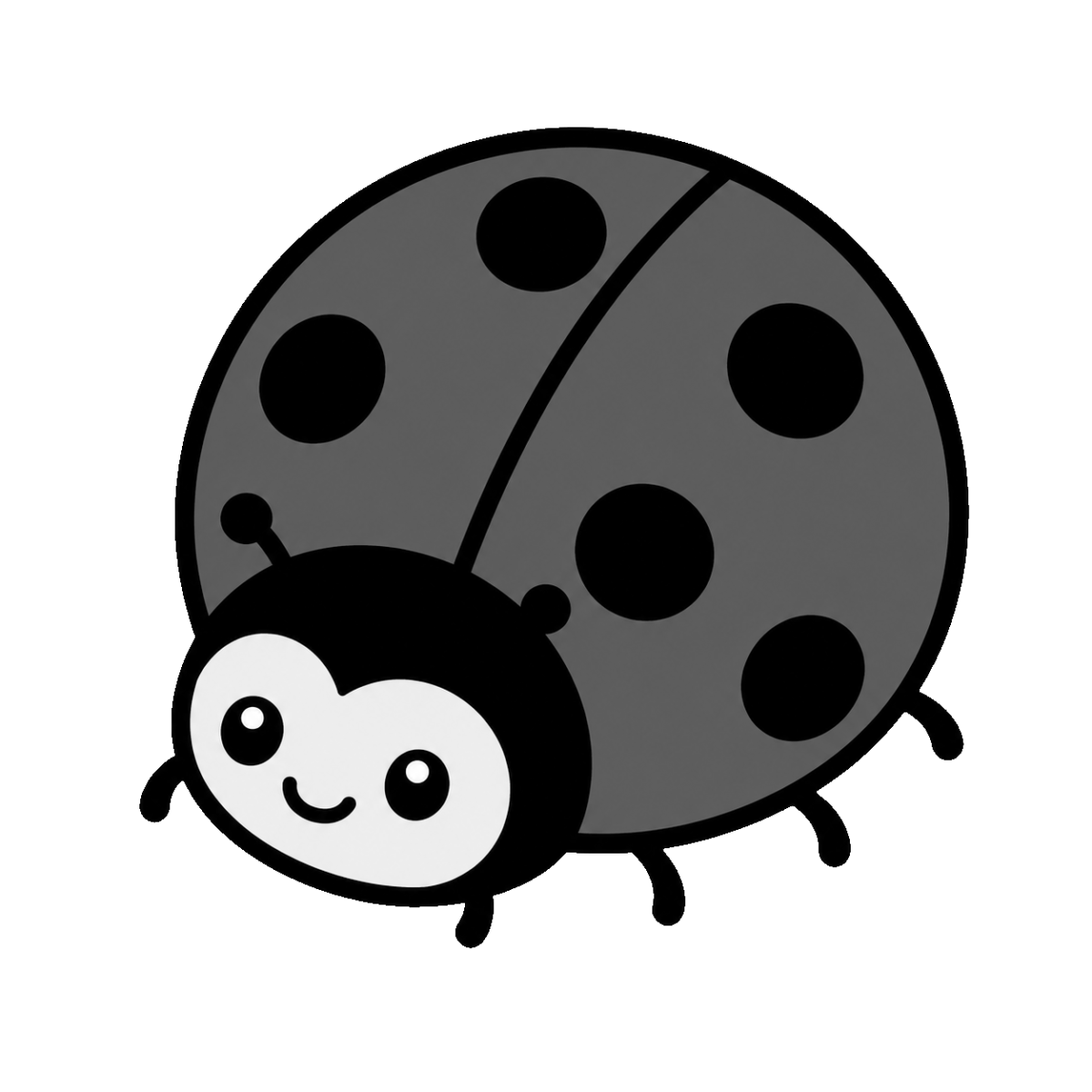 てんとうむしのかわいいシンプルイラスト（モノクロ）