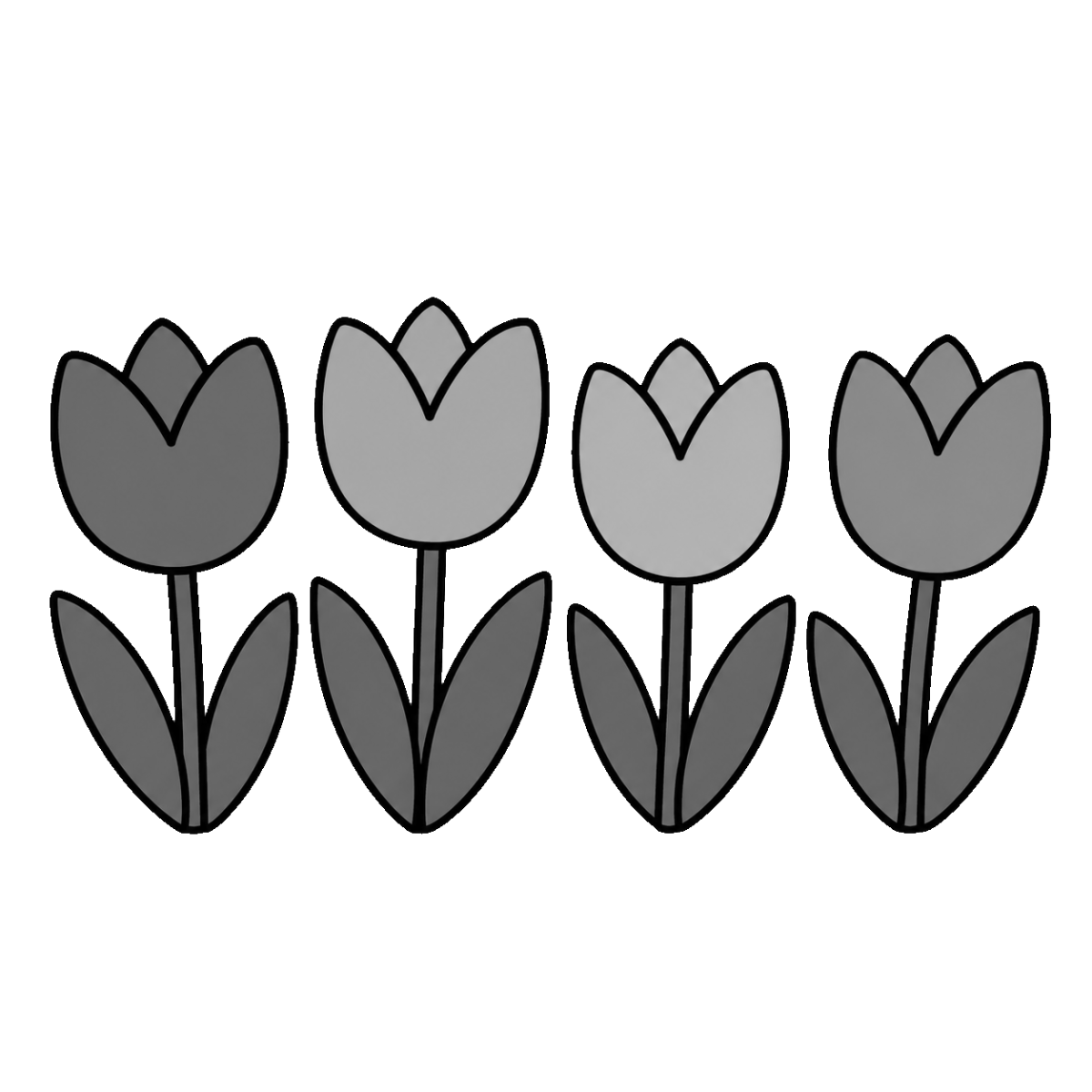 チューリップのイラスト（モノクロ）