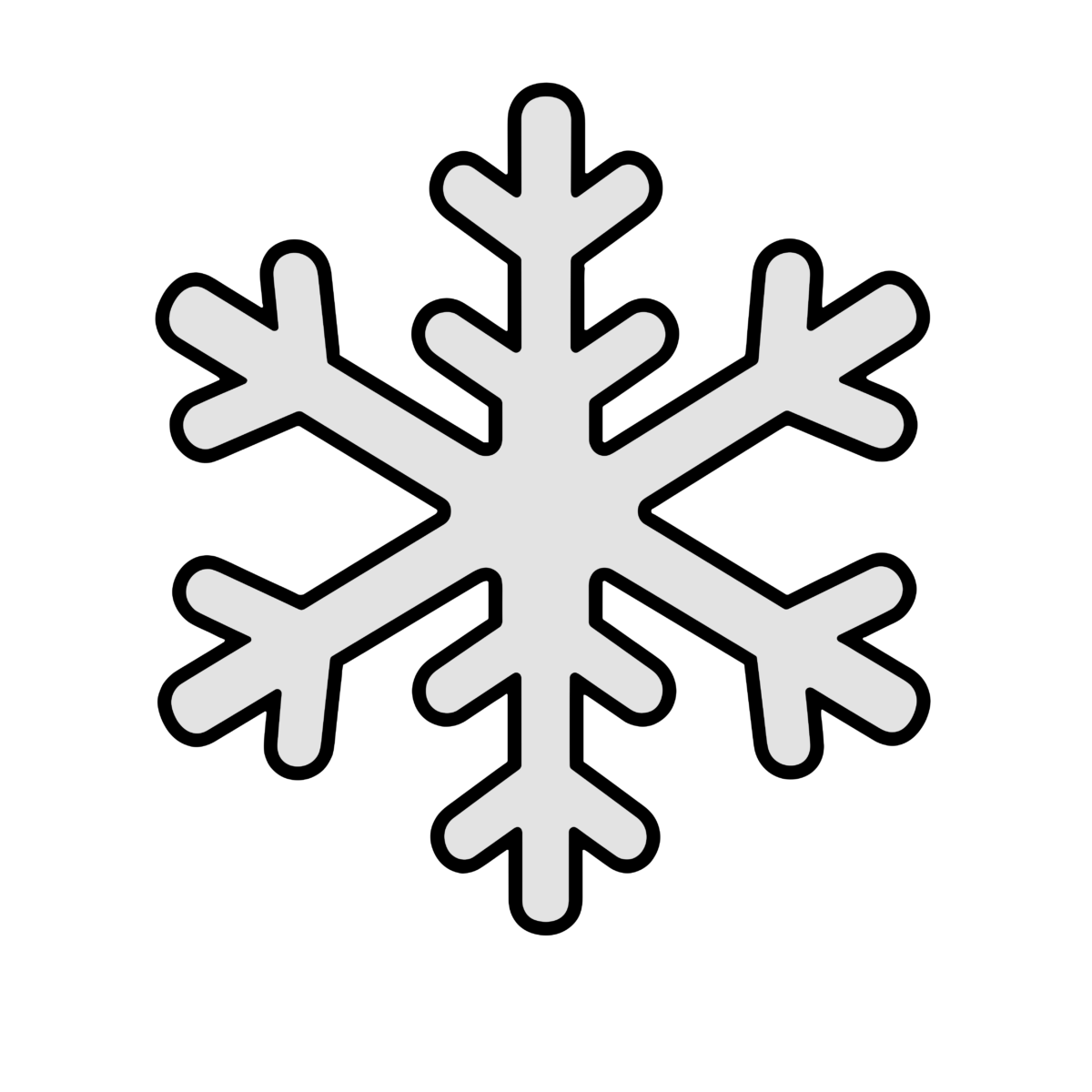 雪の結晶のイラスト(モノクロ)