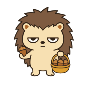 どんぐりを集めるハリネズミ