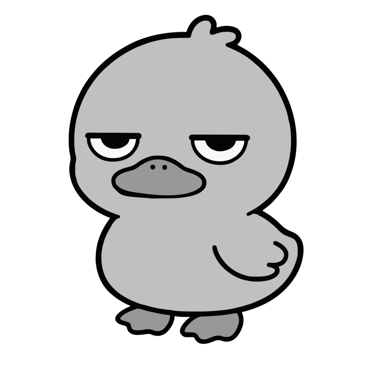 あひるのかわいいイラスト（モノクロ）
