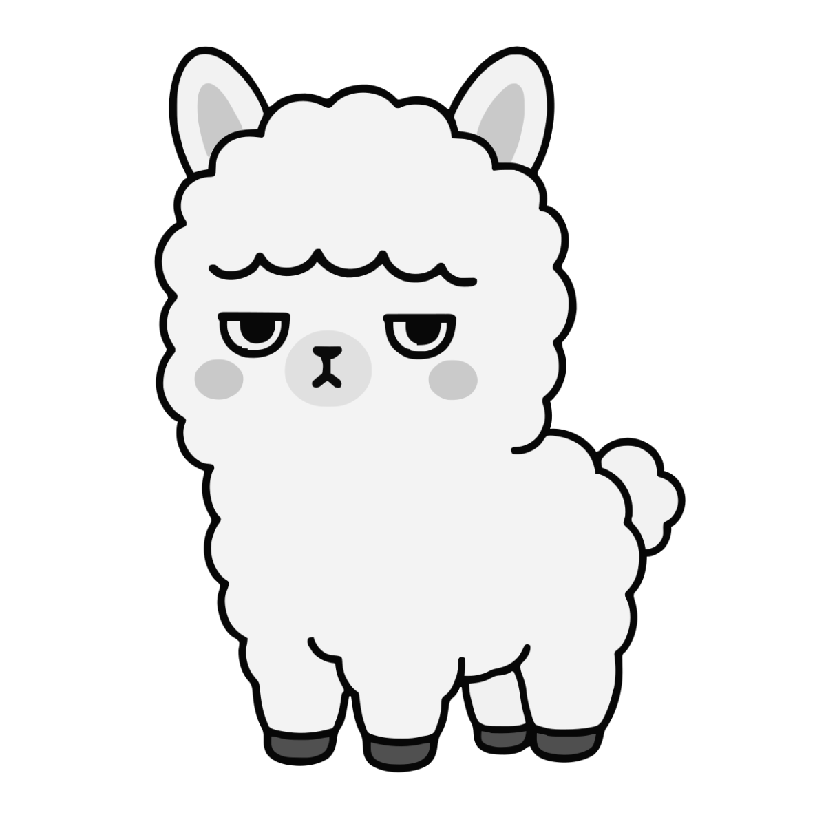 あるぱかのかわいいイラスト（モノクロ）