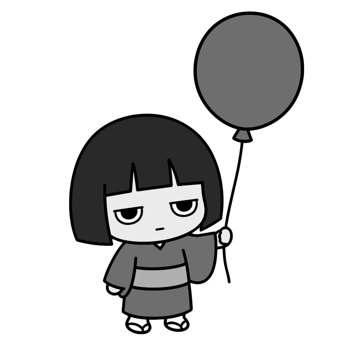 ふうせんのイラスト（モノクロ）