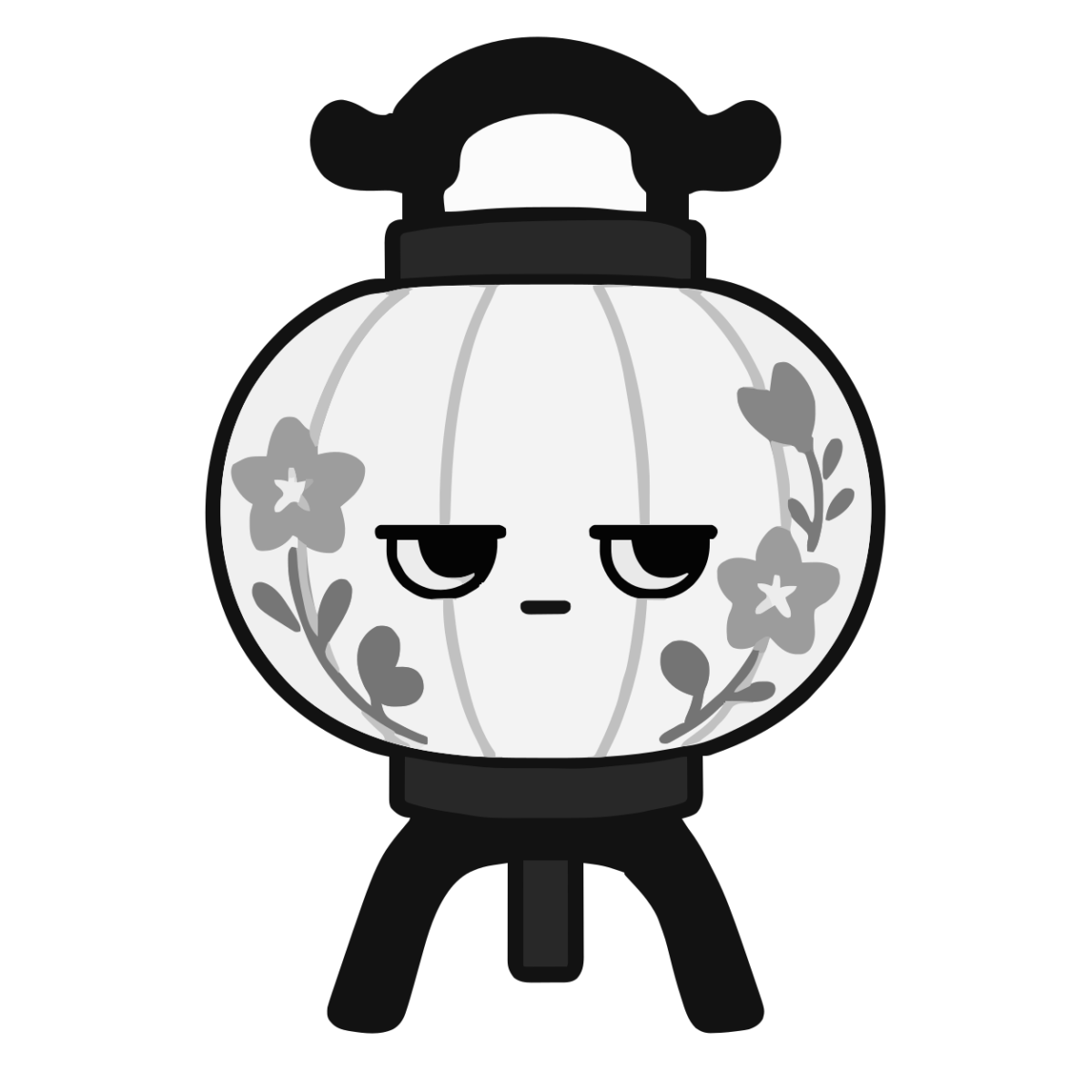 盆提灯のかわいいイラスト(モノクロ)