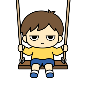 ブランコで遊ぶ子どものかわいいイラスト（カラー）