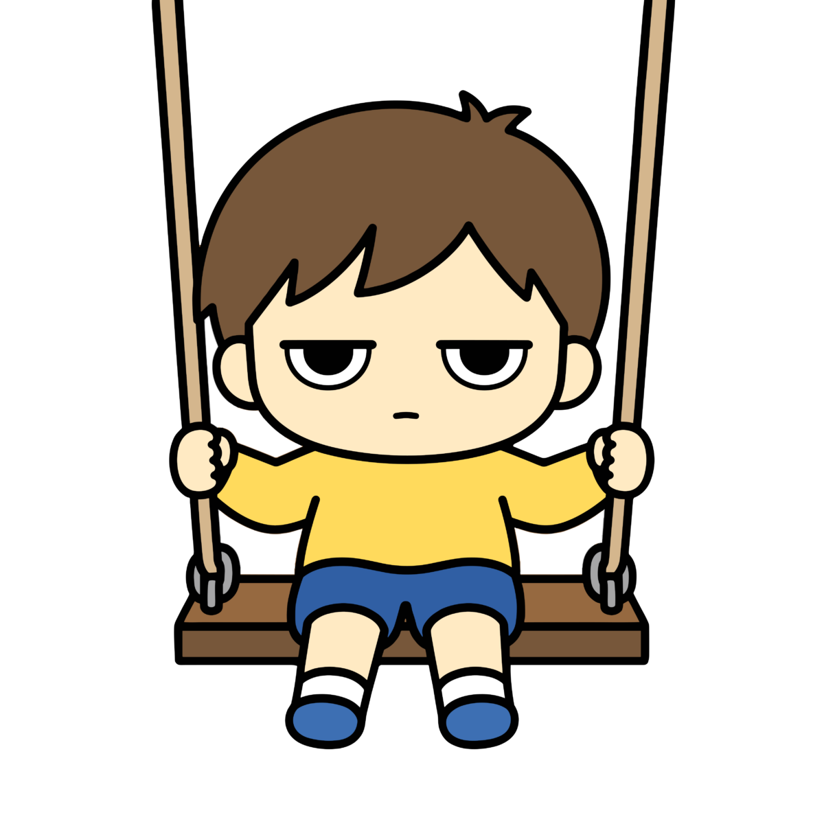 ブランコで遊ぶ子どものかわいいイラスト（カラー）