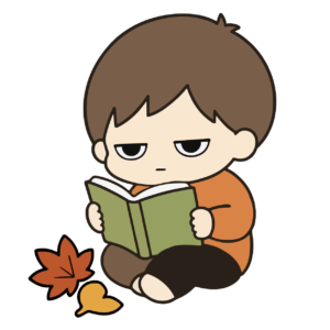 読書をする子どものかわいいイラスト（カラー）