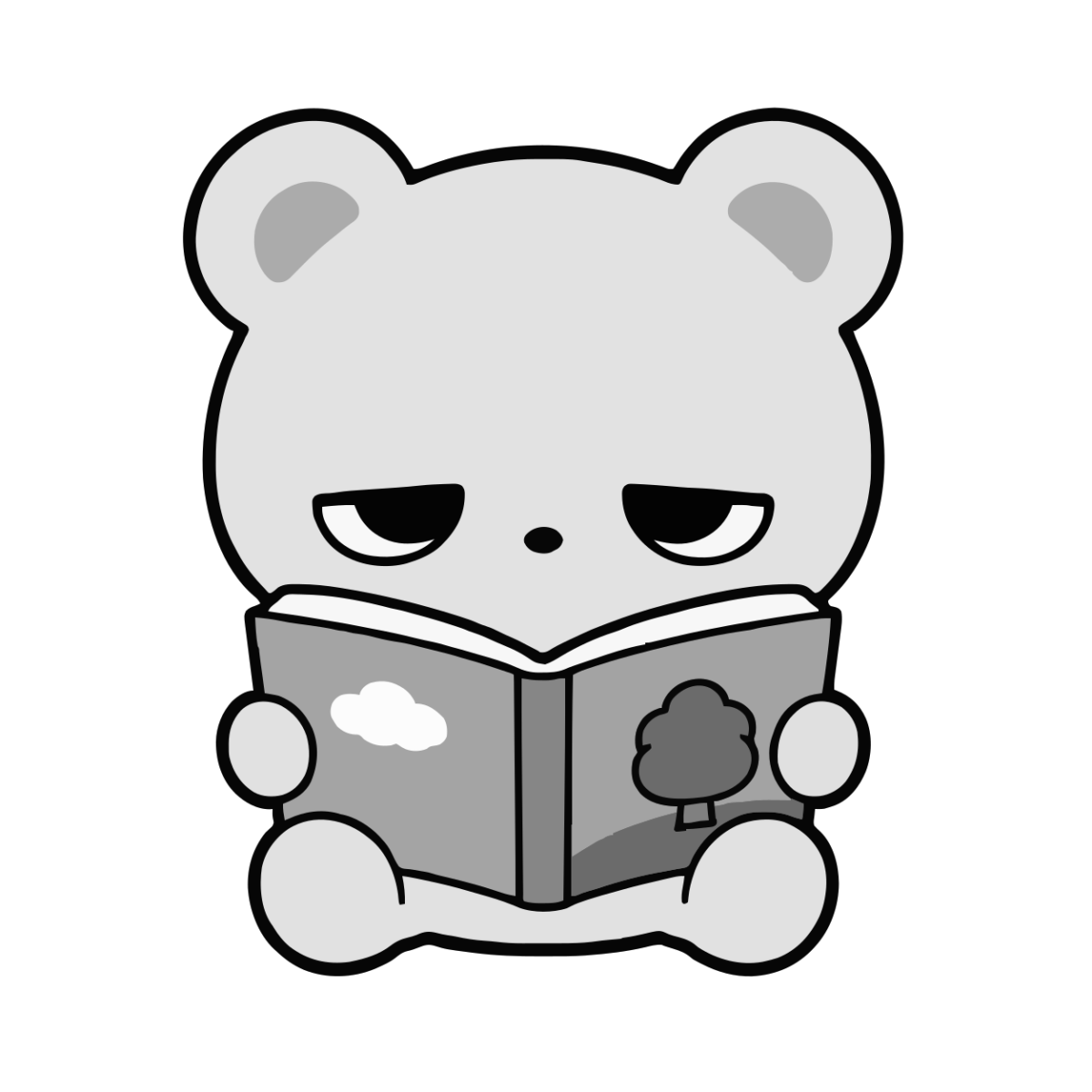 えほんのかわいいイラスト（モノクロ）