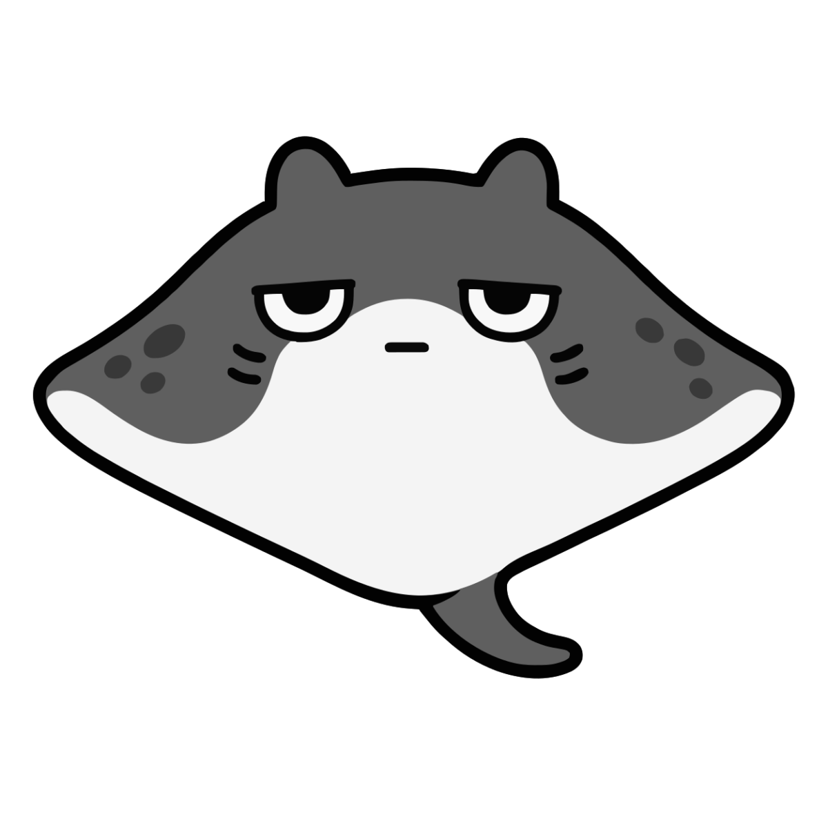えいのイラスト(かわいい)(モノクロ)