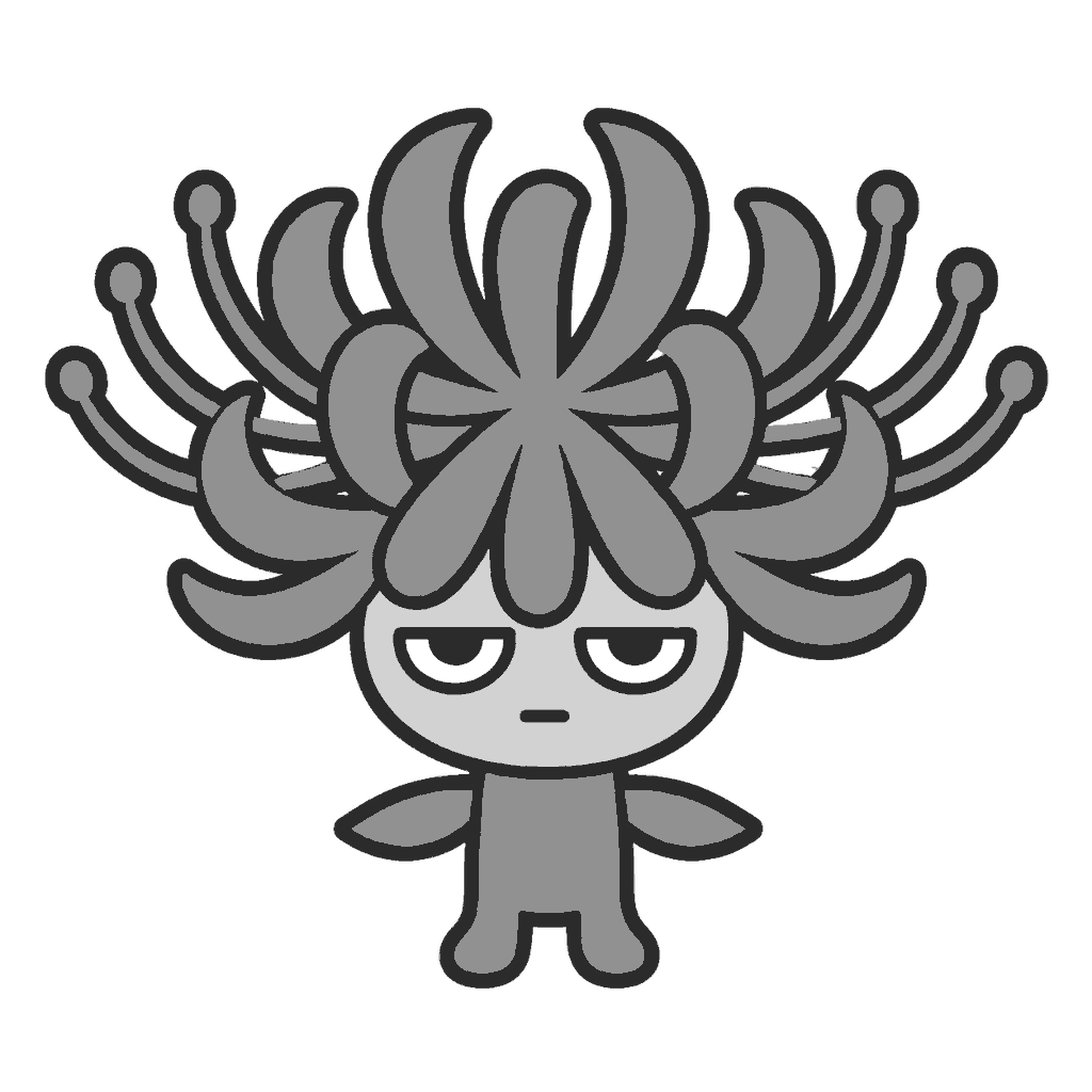 じとめの彼岸花キャラクターのイラスト(モノクロ)