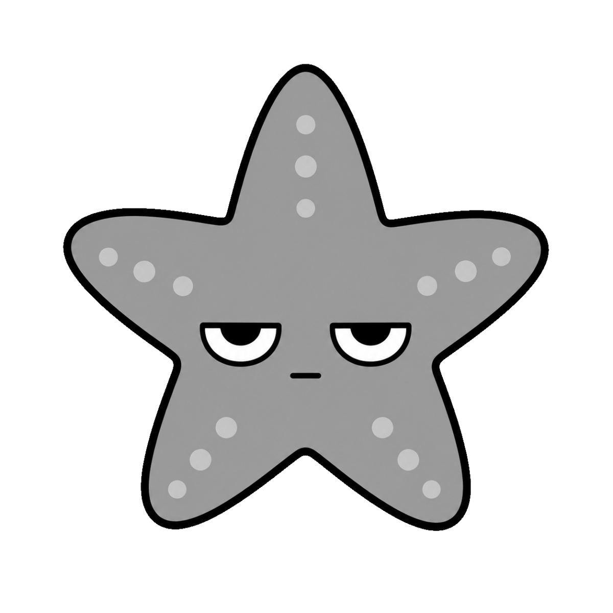 ヒトデのかわいいイラスト(モノクロ)